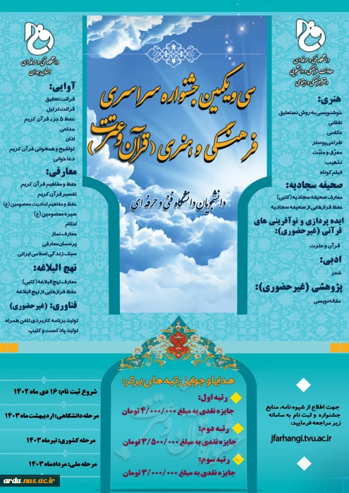 سی و یکمین جشنواره سراسری فرهنگی و هنری قرآن و عترت دانشجویان دانشگاه فنی و حرفه‌ای