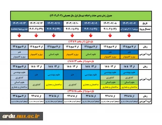 فوری-جدول زمانبندی حذف و اضافه نیمسال اول سال تحصیلی 04-03