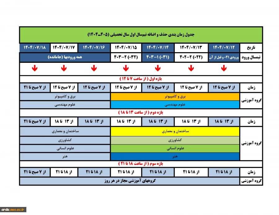 جدول حذف و اضافه-1-1404